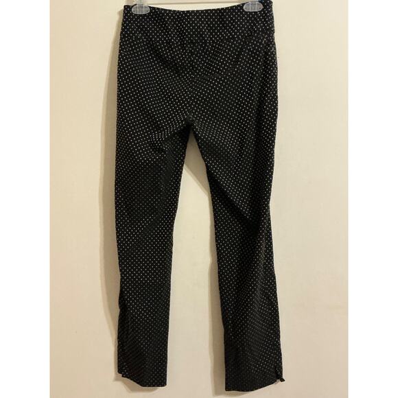 Zac & Rachel Black Polka Dot Stretch Pull-On Straight Ankle Pants Women’s Size 8 - Picture 2 of 6